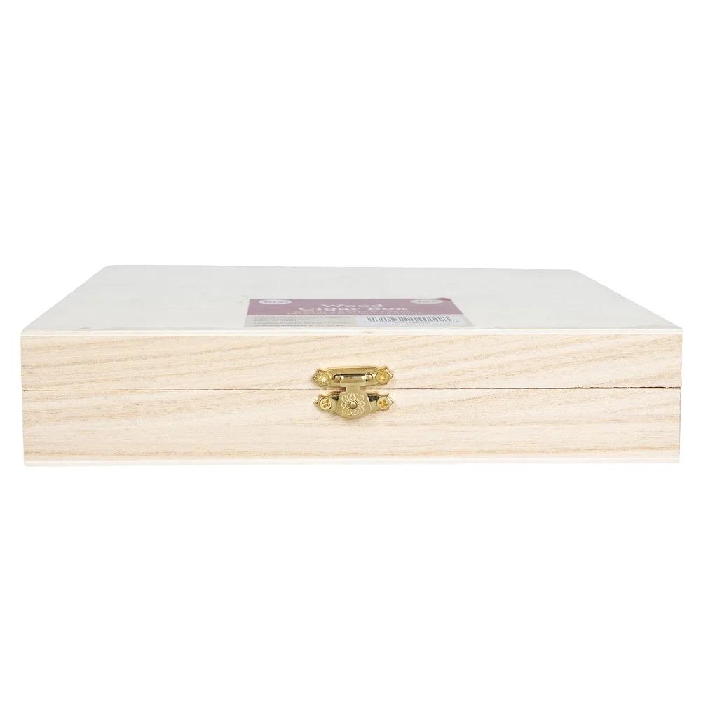 Unfinished Wood Cigar Box Crafting DIY Projects Hinged Keepsake Storage Box Jewelry Organizer Art Supplies Minimalist Design