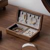 Exquisite Black Walnut Velvet Jewelry Box: Solid Wood Storage for Rings and Earrings