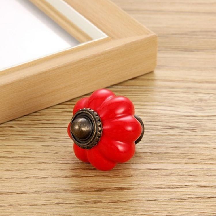 6Pcs Ceramic Cabinet Knob Wardrobe Pulls Pumpkin Shape Drawer Knob Furniture Decorative Handle Furniture Hardware