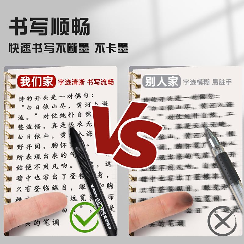 M&G Push-Button Medium Oil-Based Pen with Water-Like Smoothness Black/Blue Oil-Based Ink 0.7mm Push-Button Ballpoint Pen