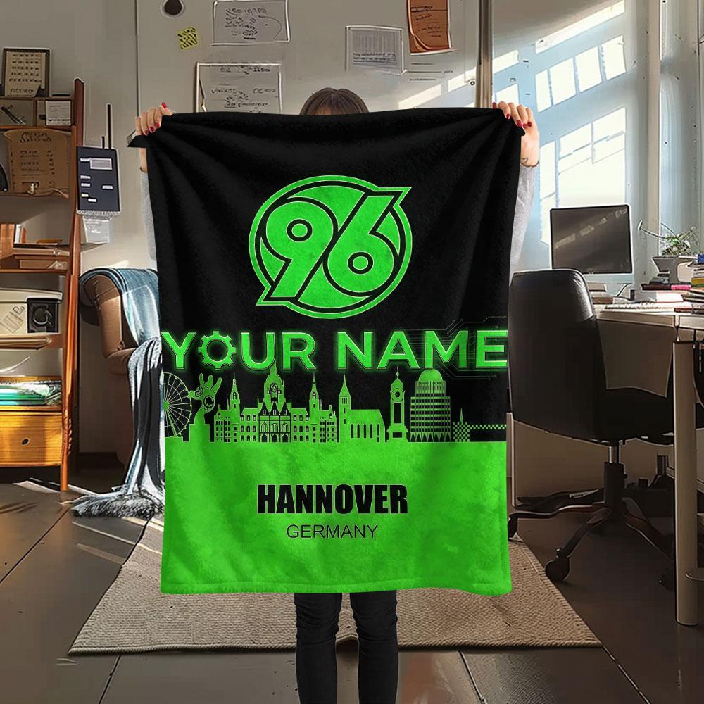 Custom Name,Hannover 96 Printed Flannel Blanket, soft throw for bedroom sofa, washable, Christmas present, great gift.