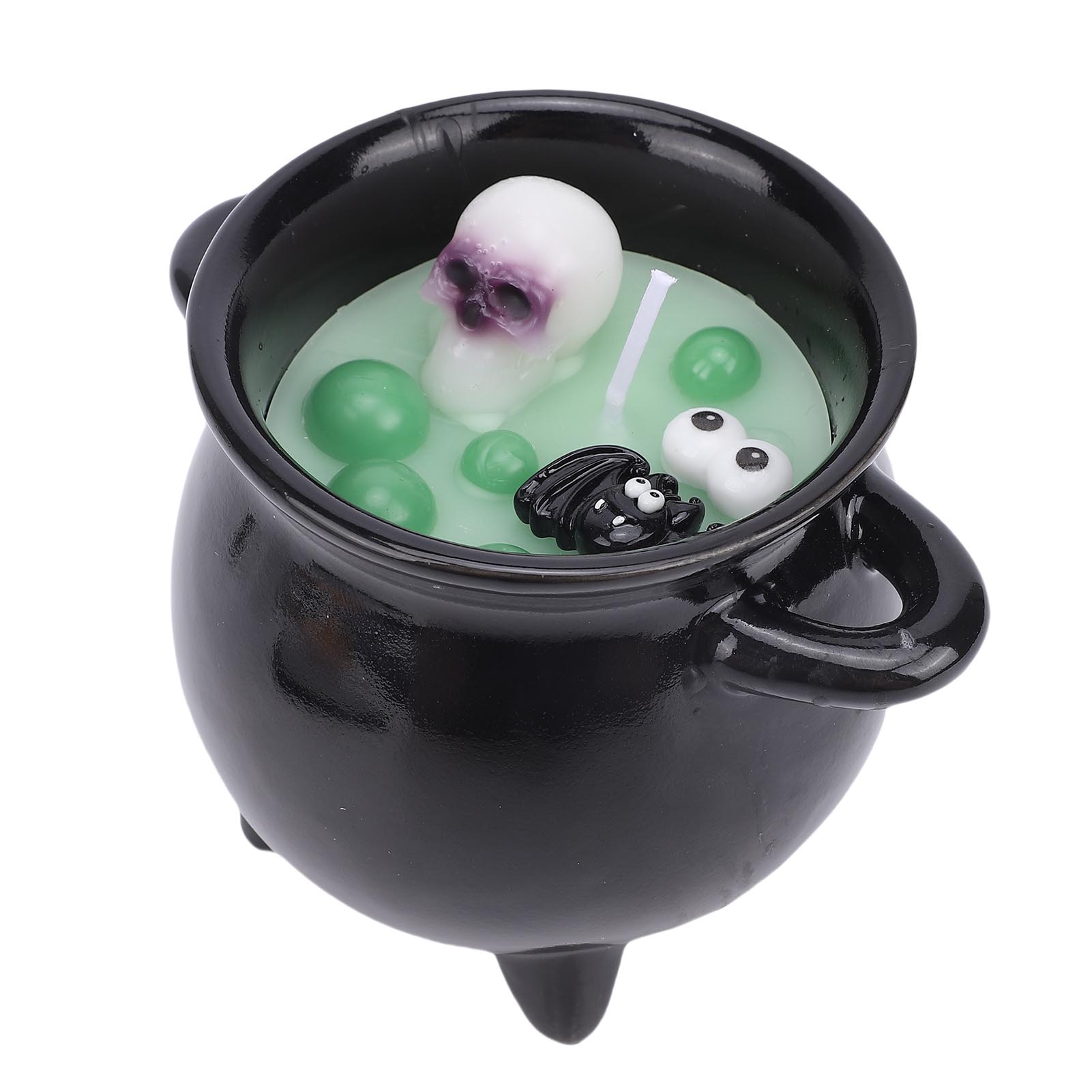 

Witch Cauldron Candle Ceramic Reusable Gothic Skeleton Scented Candle Decoration for Birthday Bedroom Tabletop