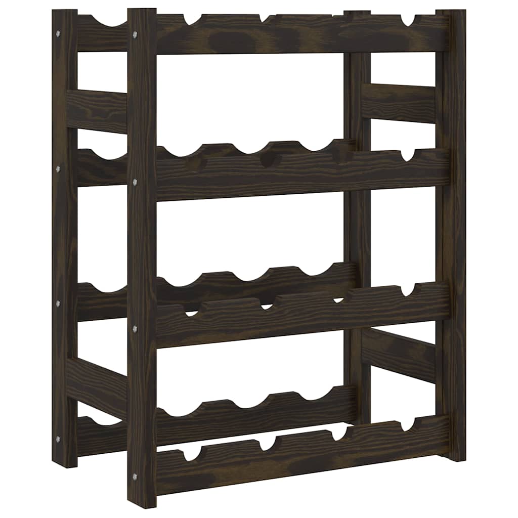 16 Bottle Wine Rack Black Solid Pine Wood