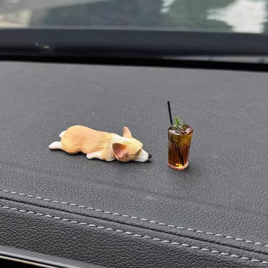 Ozdoba do auta Corgi Roztomilý Mini Spící Corgi Dekorace do auta Ozdoba na středovou konzoli Dárek pro milovníky aut a domácích mazlíčků