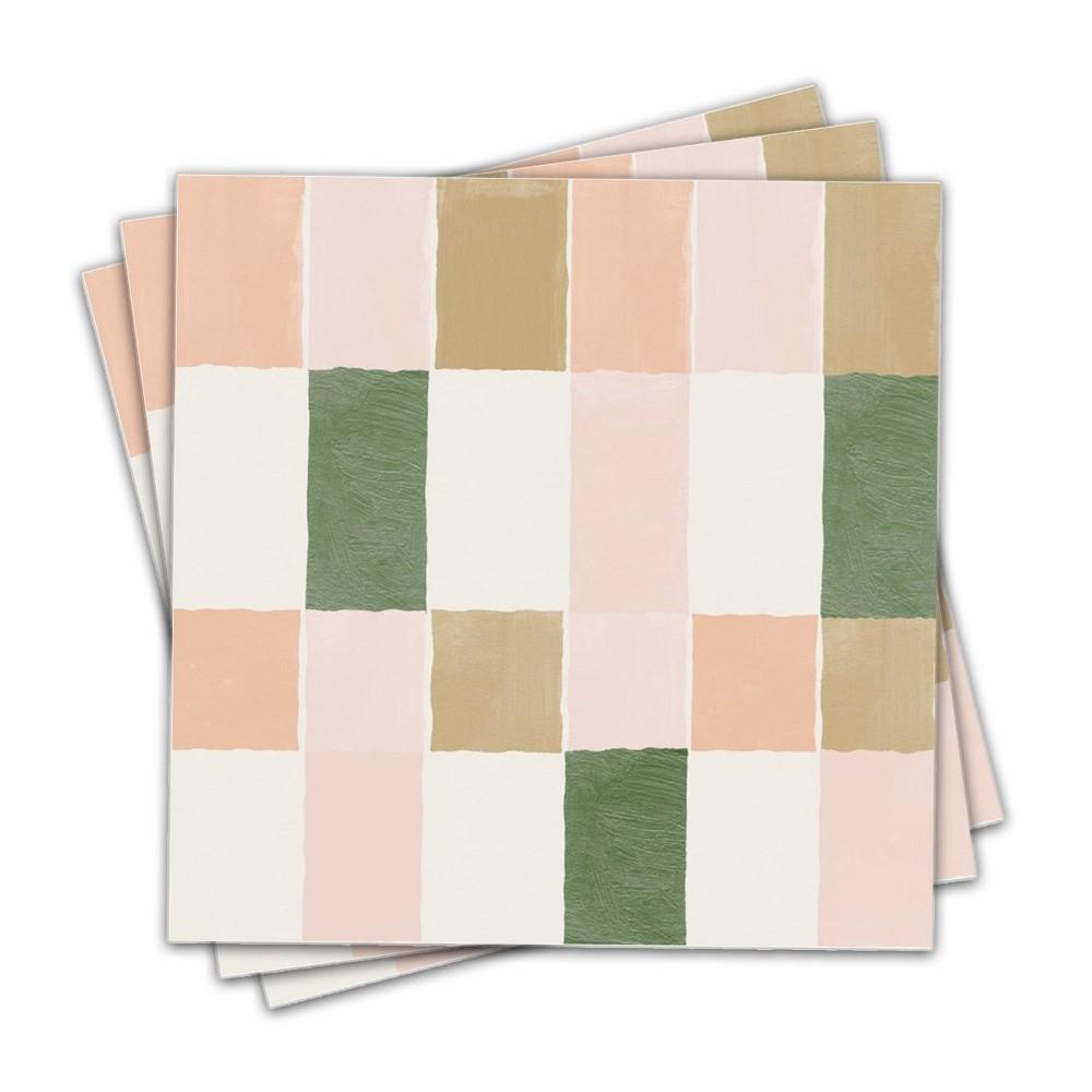 10Pcs Retro Pink&Green Vinyl Tile Stickers PVC Wear-resistant Wall Stickers DIY Peel&Stick Backsplash Panel Home Decor