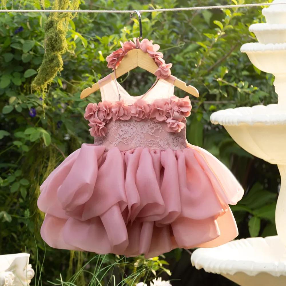 Mädchen- Prinzessinnenkleid 2025: 3D-Blumen-Abendgarderobe für Auftritte, Rezitale und Laufstegveranstaltungen.