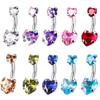 Heart-Shaped Zircon Titanium Steel Navel Rings - Customizable European & American Design (2022)