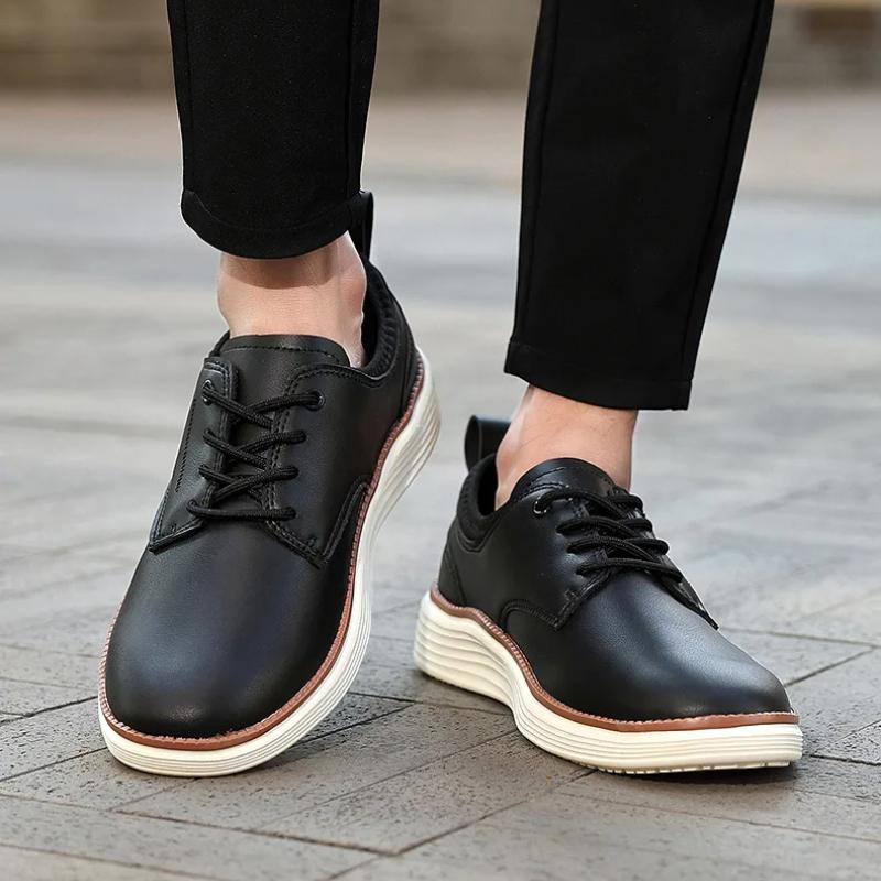 Classics Casual Leather Oxford Men's Shoes Spring Fashion Wear-Resistant Round Toe Low Heel Comfortable Dress Shoes