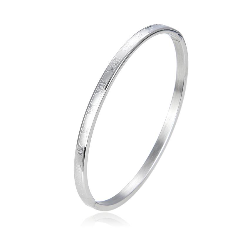 Curved Roman Numeral Women s Bracelet - Stainless Steel with Silver, Gold, and Rose Gold Titanium Options