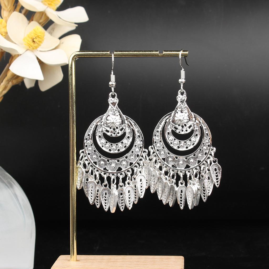 Turquoise Earrings Bohemian Drop Ear Earrings with Tassels, Geometric Alloy, Retro Style, Boastful Ear Accessories