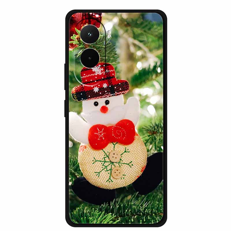 Christmas Phone Case For Poco M7 4G Case Christmas Tree Black Silicone Bumper For Xiaomi Poco M7 4G Cover PocoM7 Cartoon Coque