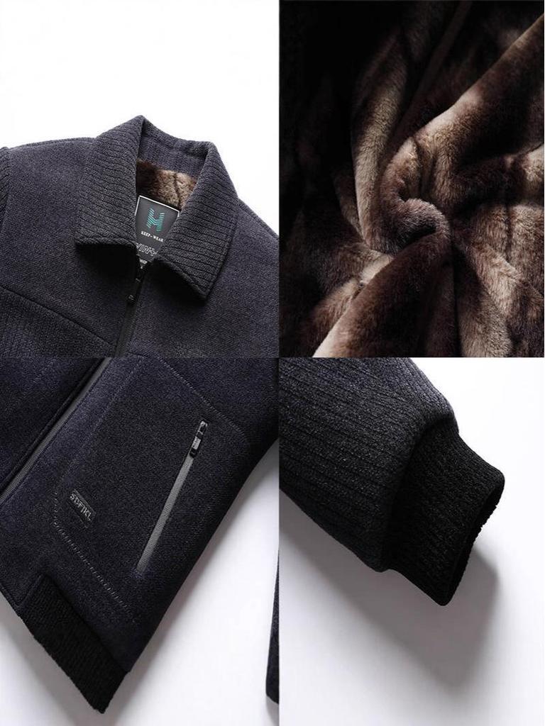 Plüsch-Chenille-Winterjacke für Herren für 50-Jährige - Lässiges warmes Oberteil für die Mitte des Lebens