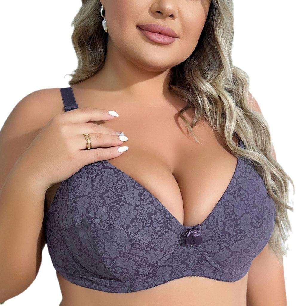 European and American Style Underwire Lace Shaping Bra Ultra-thin Printed Plus Size Anti-sagging Underwear