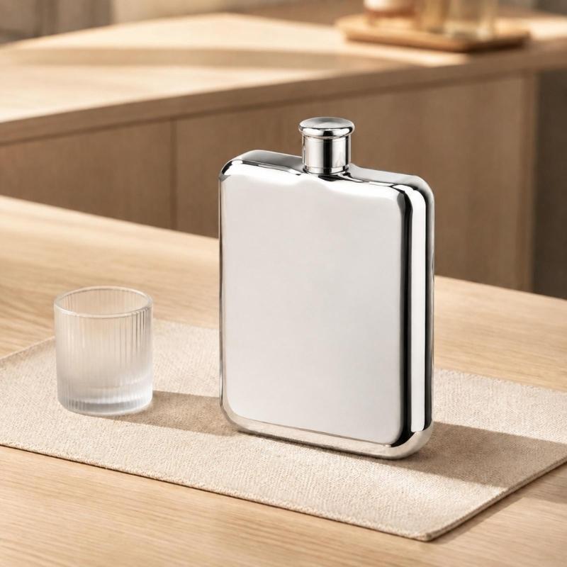 Portable Stainless Steel Square Hip Flask With Screw Lid, 7oz Small Pocket Liquor Bottle For Easy Carrying In Backpacks Or Bag