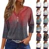 Women's T Shirt Tee Print Button  3/4 Sleeve Daily Weekend Fashion Basic V- Neck Regular Top