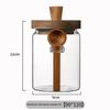 Glass Storage Jar with Wooden Lid and Spoon, Clear Coffee Bean Container for Kitchen Pantry, Airtight Food Canister for Tea Nuts