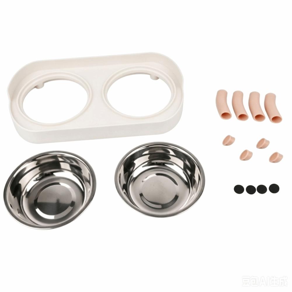 Metal Bowl Pet Double Bowl Multi Color Frame Adjustable Height Dog Food Water Bowl Oval Base Frame Large Caliber Bowl