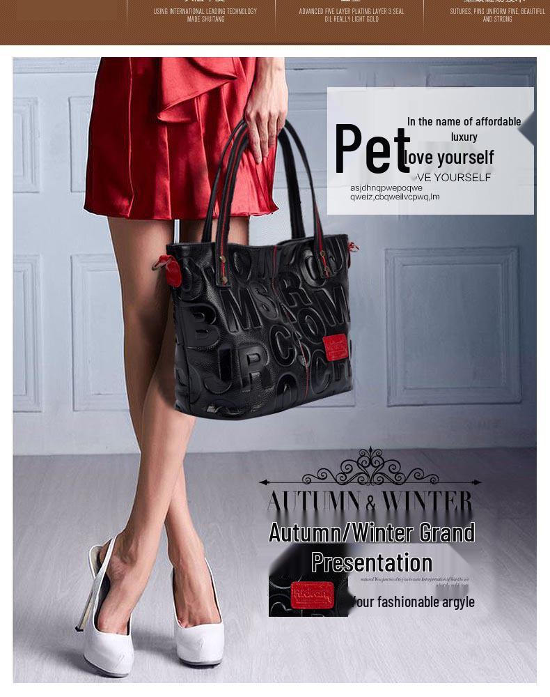 Qian Dian Women's Genuine Leather Tote: 2025 New Fashion Large Cowhide Shoulder and Crossbody Bag.