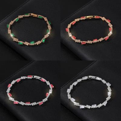 Green Bracelet Full Diamond Crystal Bracelet Electroplated Gold Silver Bride Zircon Bracelet Female