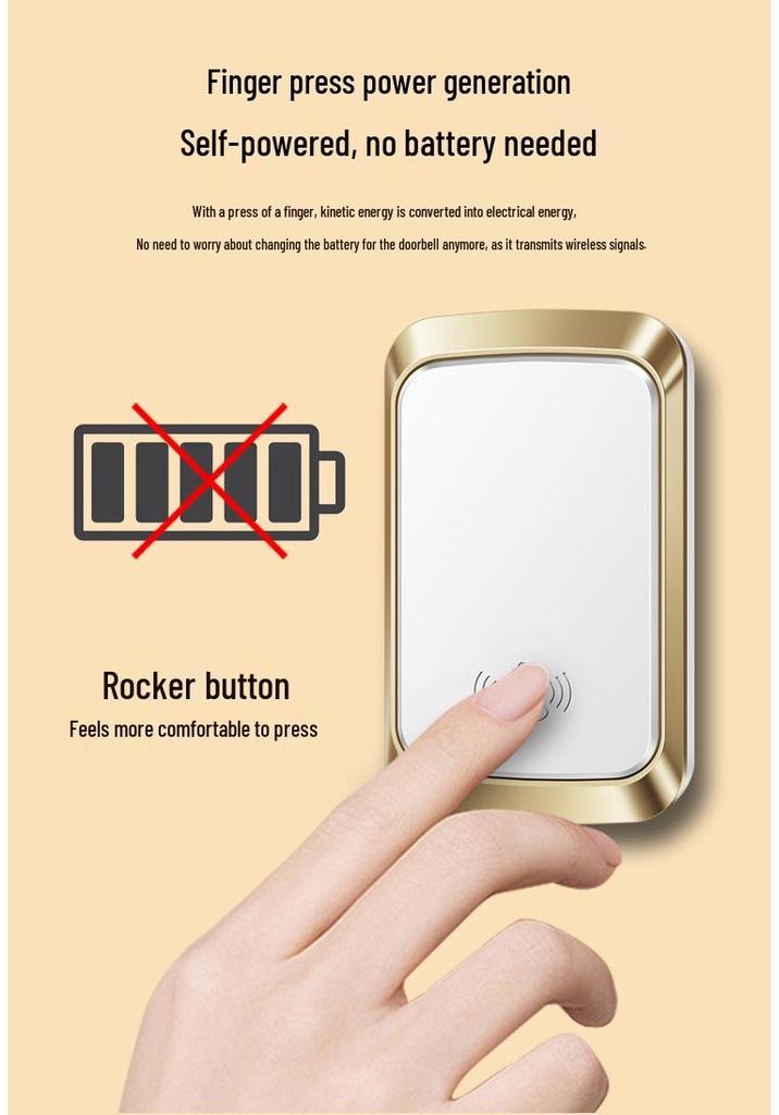 Wireless Self-Powered Long-Distance Doorbell with Waterproof Call Button for Elderly