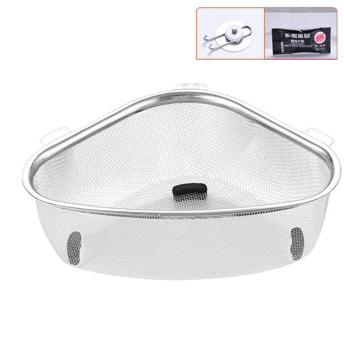 

Корзина для слива кухонной раковины из нержавеющей стали, треугольная, для еды, овощей, кожуры, яиц, фильтр, органайзер для хранения, кухонная полка большой емкости