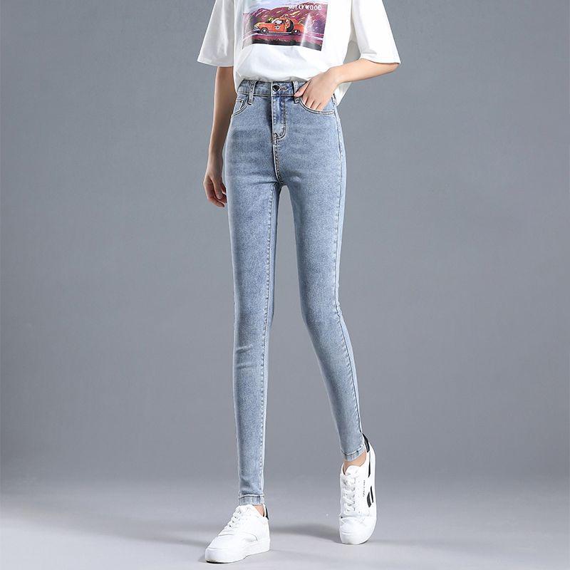 Elastic High Waist Plus Velvet Skinny Jeans for Women - Korean Style Warm Pencil Pants