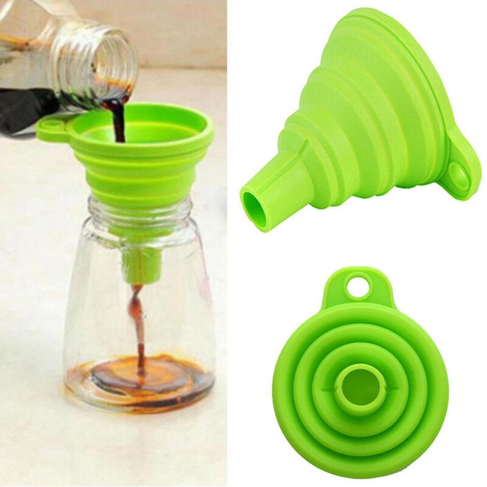 10pcs Mini Silicone Folding Funnel Portable Home Kitchen Liquid Dispenser Telescopic Long Neck Funnels Kitchen Gadget Accessories Hot