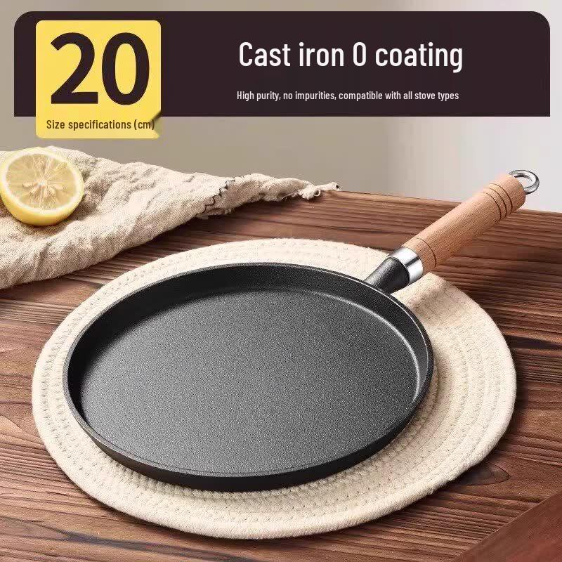 Qiwei Thick Cast Iron Flat-Bottom Frying Pan