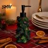 Countertop Soap Dispenser Resin Christmas Tree Dispenser, Refillable Liquid Hand Shampoo Lotion Container, Empty Pump Bottle for Bathroom Kitchen