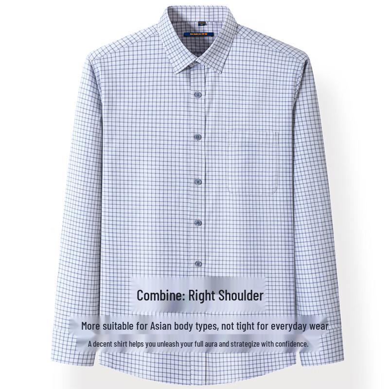 Romanti Men's Full Cotton Long Sleeve Business Shirt