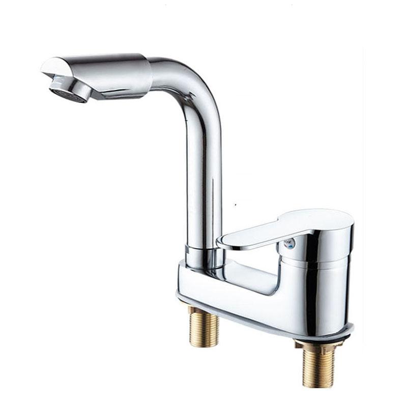 Silver Electroplated Bathroom Faucet, Zinc Alloy 10cm Two-Hole Design, 720° Swivel & Ceramic Core
