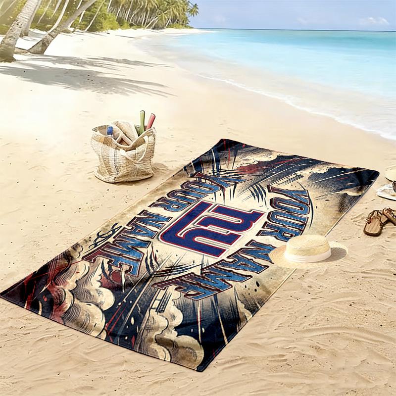 New York Giants Print Beach Towel, Large Soft Quick Dry Towel for Beach Camping Swimming