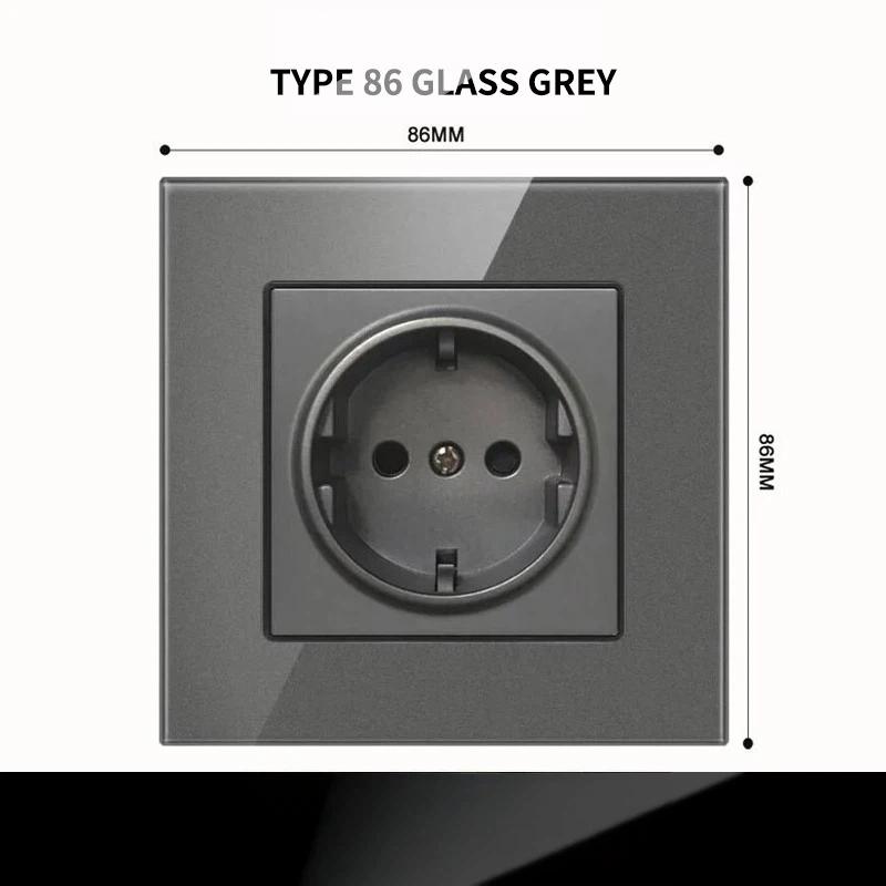 Type 86 European Standard Wall Power Socket Panel European Style, EU Standard, German Style 16A German Standard Round Hole Panel Socket