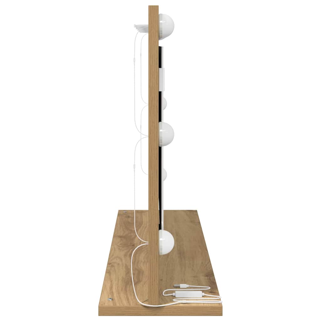 Rectangular Washbasin Mirror In Artisan Oak Finish 80 X 45 X 18 Cm