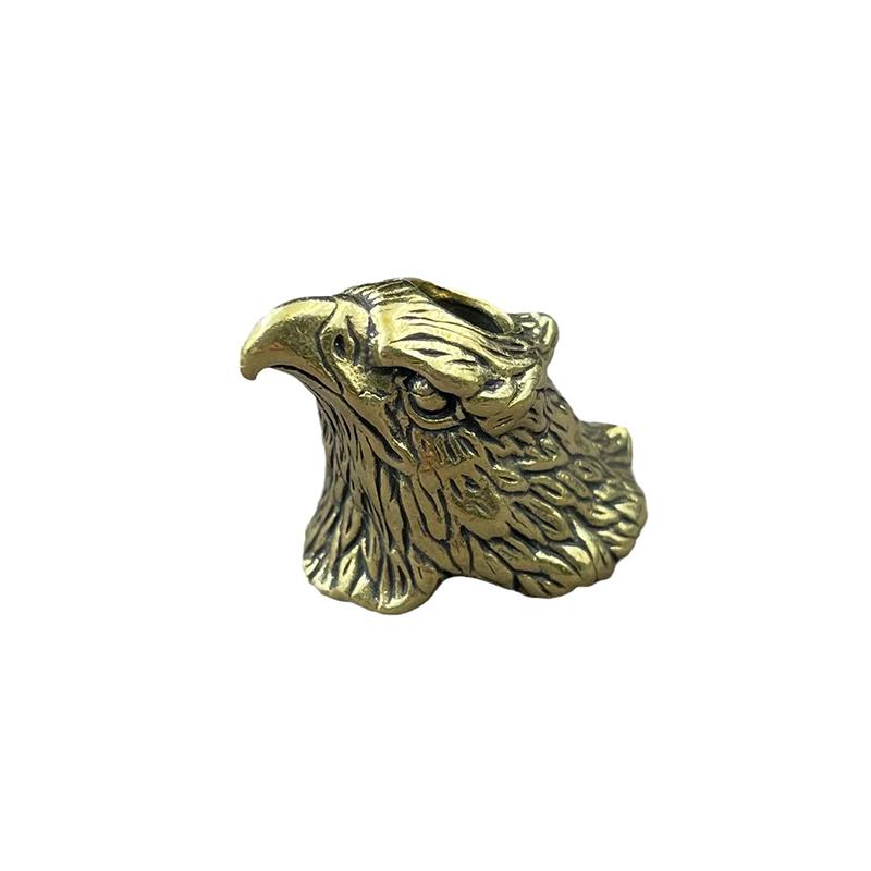 Premium Vintage Brass 3D Eagle Head Paracord Bead EDC Keychain Knife Pendant Decor for Backpack Accessories