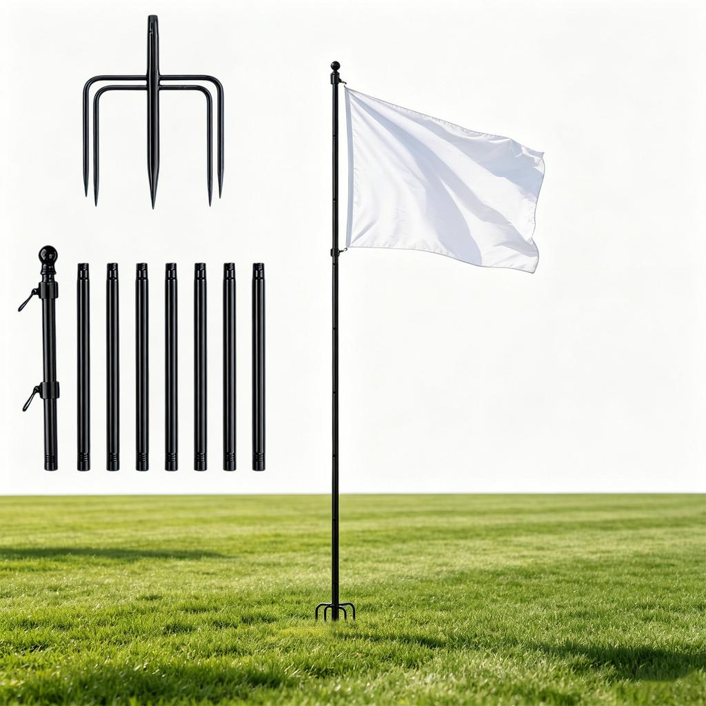 10FT Thick Tube Halyard Flagpole Hardware Easy To Install Extra Thick Flag Pole Kit Flags Ball Flagpole Topper for Outside House