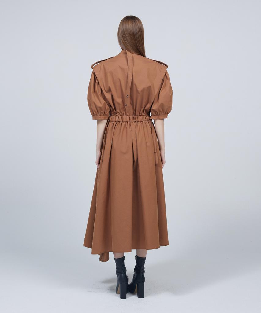 Meuameu Short Puff Sleeve Trench Coat Dress