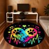 1pc Paw Print Heart Round Chair Mat Office Area Rug - Non-Slip, Floor Mat for Office, Bedroom, and Indoor Decor P127135
