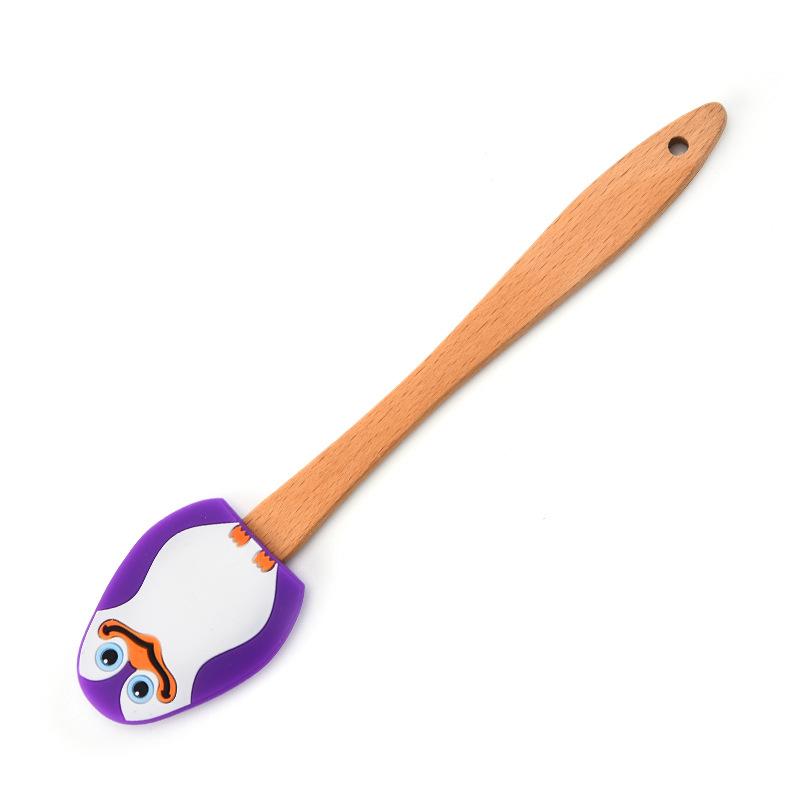 Creative Penguin Silicone Smooth Spatula Wooden Handle Cream Spatula Cake Decoration Cream Cake Spatula Baking Tool Accessories