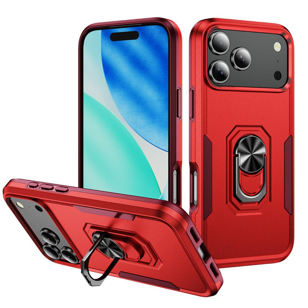 For iPhone 17 Pro Max Case Military Grade Ring Kickstand PC + TPU Phone Cover