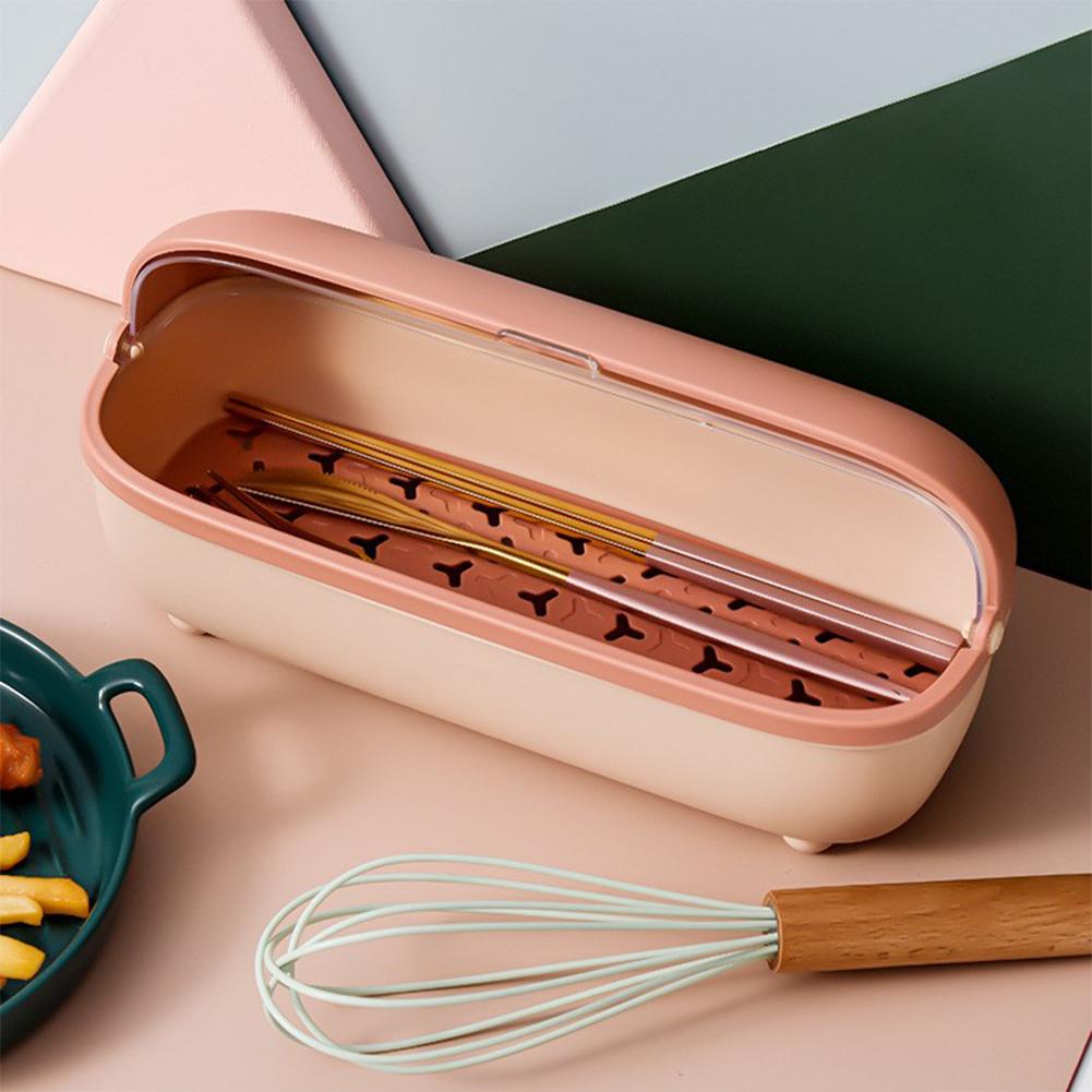 Transparent Dust-proof Cover Kitchen Storage  Box 4-compartment Seasoning Box Hollowed Bottom Chopstick Storage Box Kitchenware