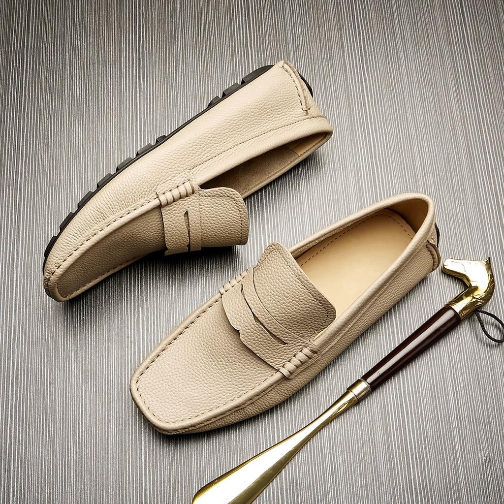 Bo Weiqing Loafers Men'S Leather Breathable Doudou Shoes British Business One-Pedal Men'S Shoes Dress Casual Leather Shoes