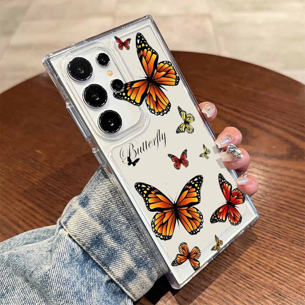 Trendy Butterfly Phone Case For Samsung Galaxy Note 20 S25 S24 S23 S22 S21 Ultra FE Plus A55 A54 A53 A35 A34 5G Silicone Funda