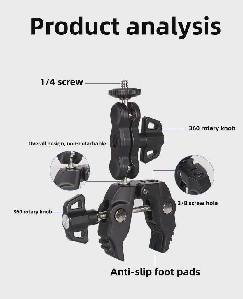 Wielofunkcyjny zacisk kraba ze stopu aluminium do bezpiecznego mocowania metalu i monitora