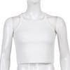 Casual White Sleeveless Cotton Cami Top Women Fashion Ribbed Crop Top Tees Ladies Basic Fitness Camisole Summer