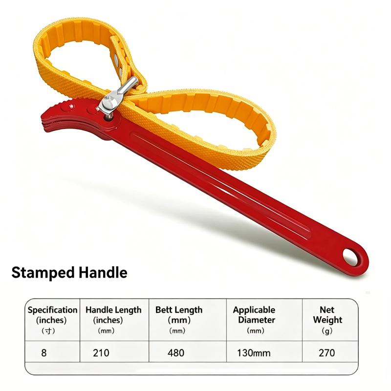 

8IN Belt Wrench Oil Filter Puller Strap Spanner Chain Wrench Strap Opener Adjustable Strap Opener Disassembly Tool
