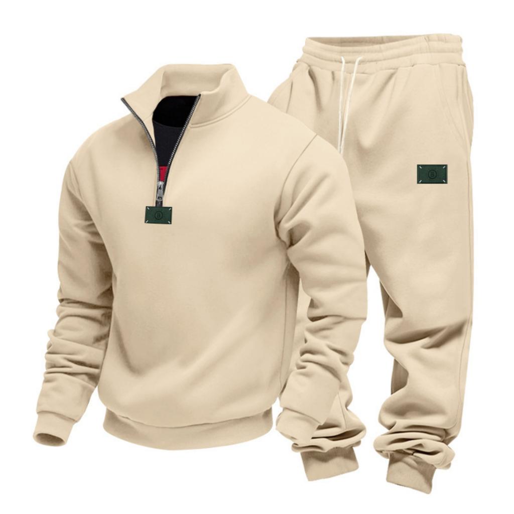 Men's Loose Casual Stand-up Collar Long-sleeved Casual Sweatpants Two-piece Set