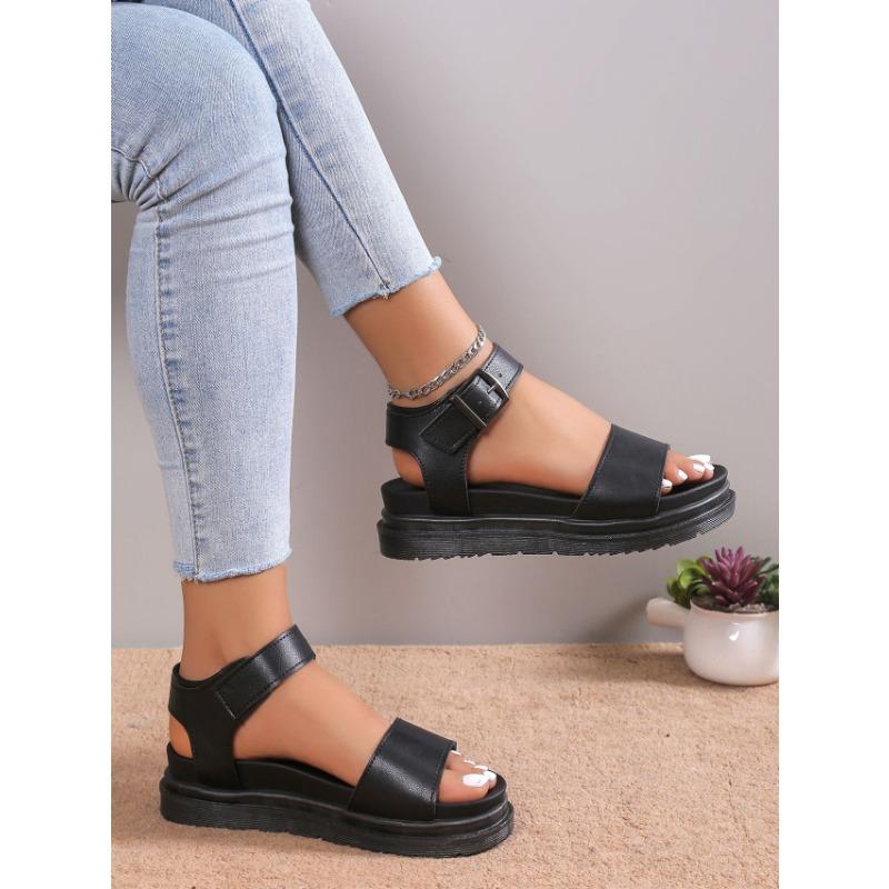New Large-sized Solid-colored Thick-soled Sandals