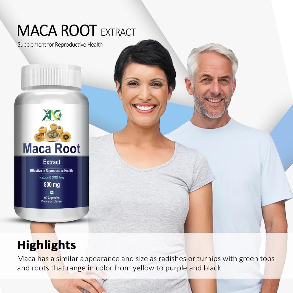 ANC Macawurzelextrakt 800mg Für reproduktives Wachstum Verbessert Energie und Ausdauer Gut für Männer und Frauen 90 Kapseln Packung von 1