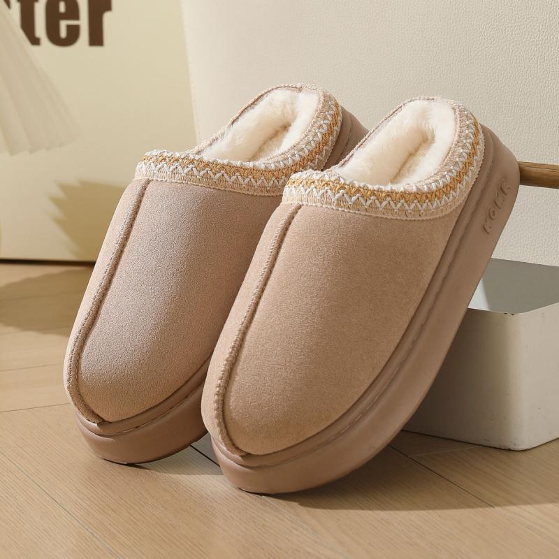 New Fall and Winter Lace Fashion Cotton Slippers Men and Women Couple Models Indoor and Outdoor Warm Cotton Slippers